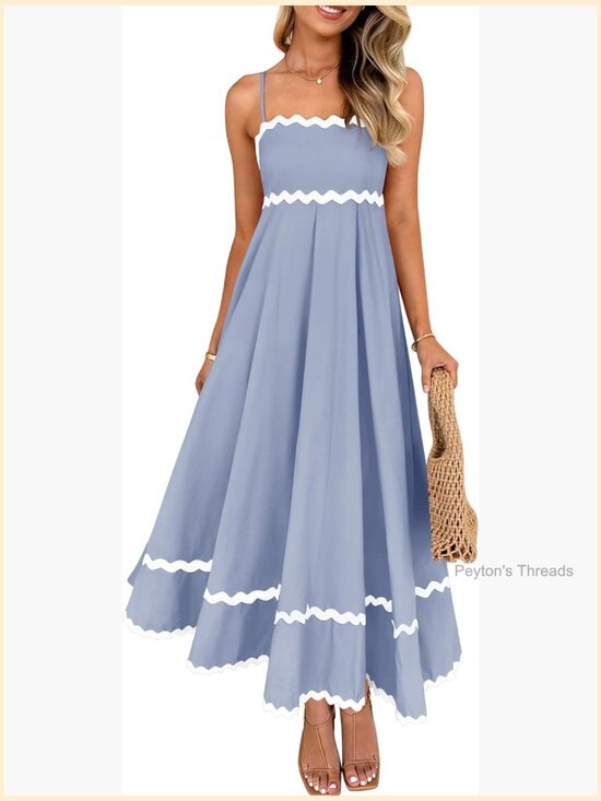 Dresses & Skirts - Spaghetti Strap Smocked Backless Midi Sundress A-Line Dress